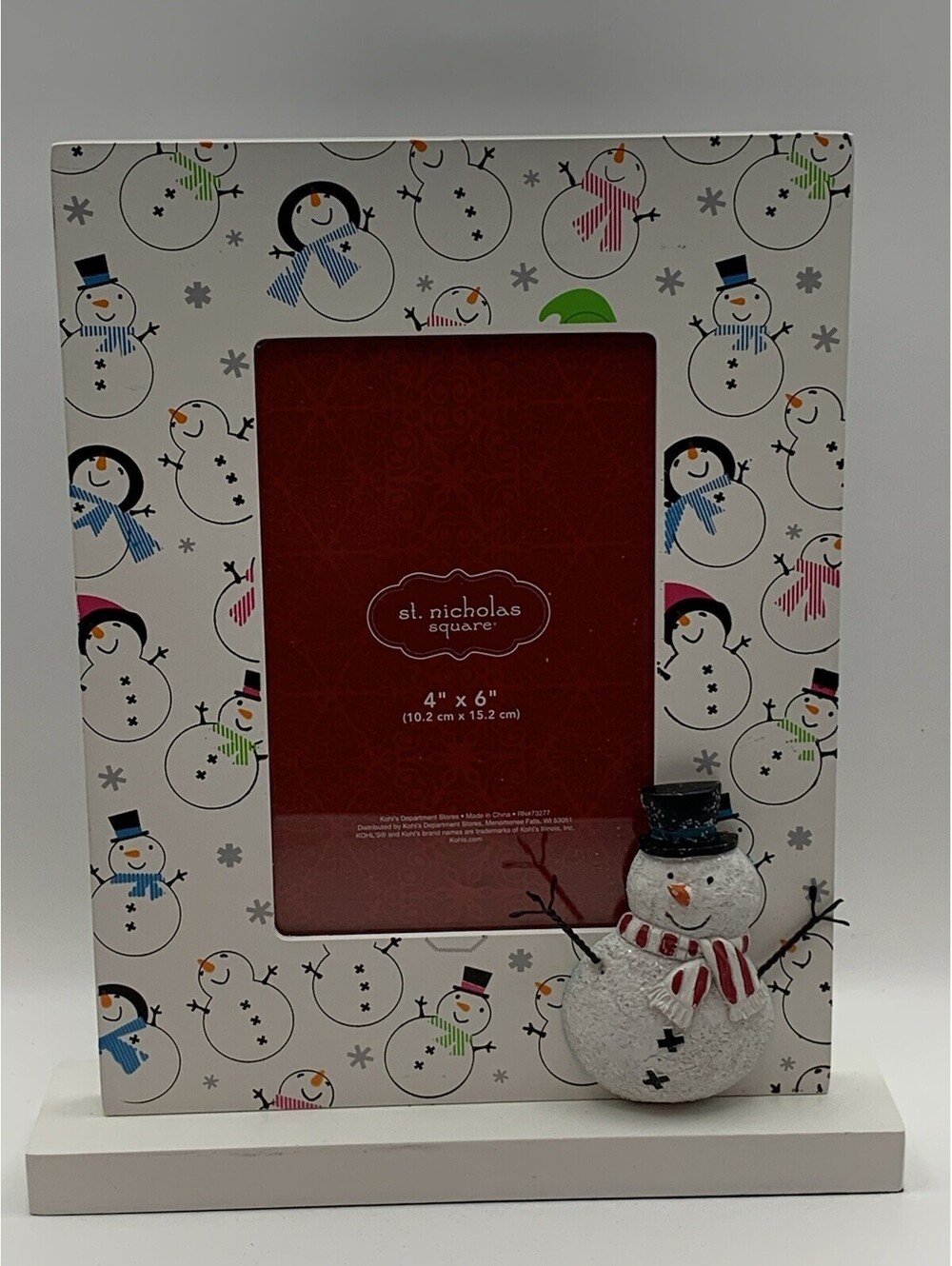 St Nicholas Square Snowman Themed 4” X 6” Photo Frame Vertical Free Standing NEW
